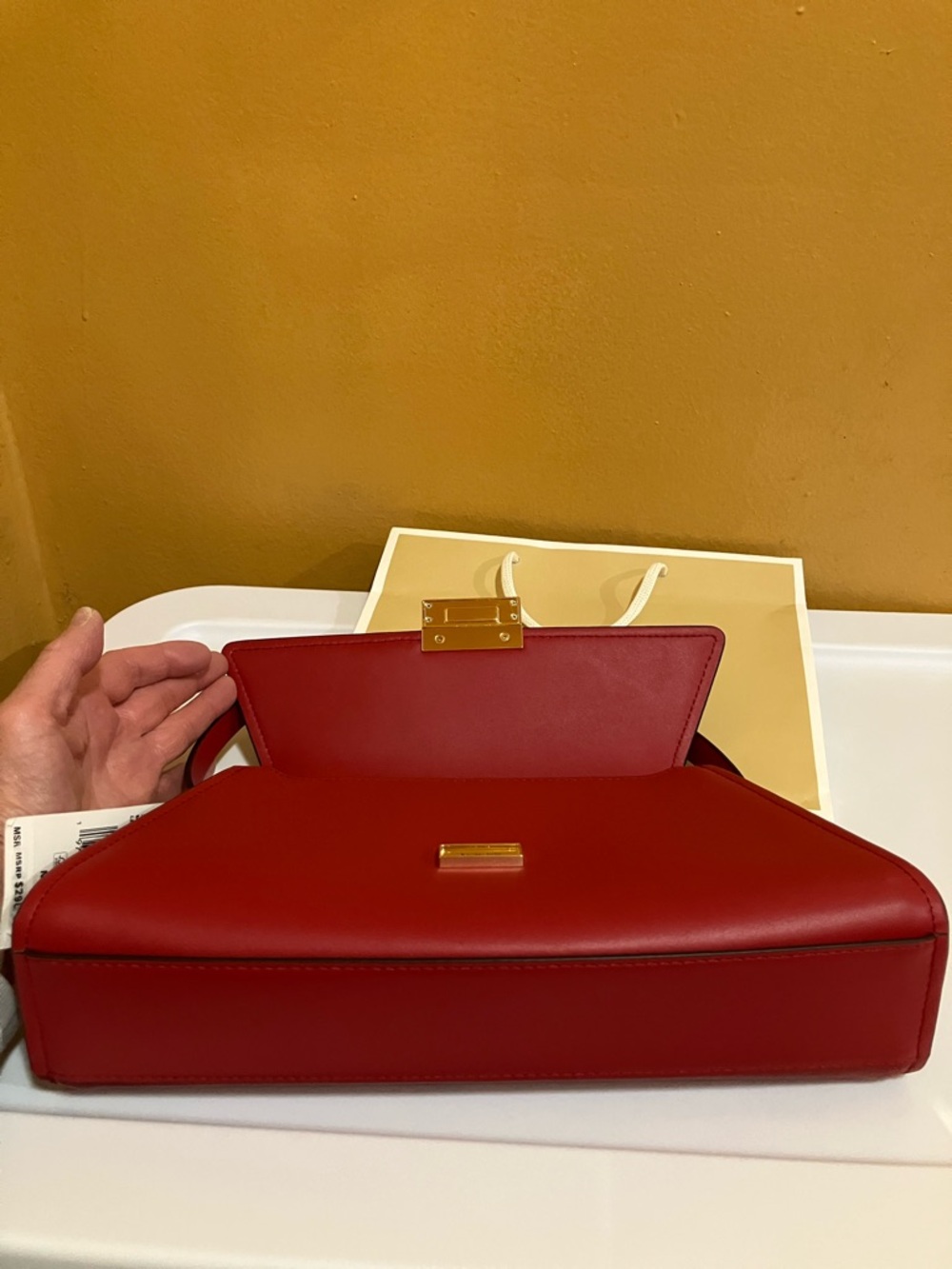 Michael Kors Ludlow MD Conv Shldr Crimson leather bag - Picture 7 of 12